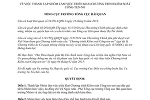 Quyết định 1059/QĐ-TCHQ 2015 thành lập Nhóm làm việc triển khai Chương trình Kiểm soát Công-ten-nơ