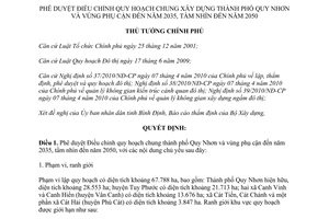 Quyết định 495/QĐ-TTg 2015 phê duyệt Quy hoạch xây dựng Quy Nhơn và vùng phụ cận 2035 2050