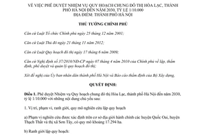 Quyết định 497/QĐ-TTg 2015 phê duyệt Quy hoạch chung đô thị Hòa Lạc Hà Nội đến 2030