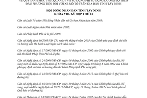 Nghị quyết 04/2015/NQ-HĐND quy định mức thu quản lý sử dụng phí sử dụng đường bộ Tây Ninh