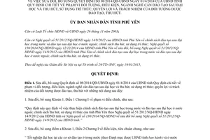 Quyết định 12/2015/QĐ-UBND sửa đổi 08/2014/QĐ-UBND đối tượng đào tạo sau đại học Phú Yên