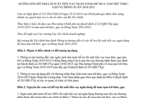 Thông tư 50/2015/TT-BTC hỗ trợ lãi suất vay ngân hàng mua tạm trữ thóc gạo vụ Đông Xuân 2014 2015