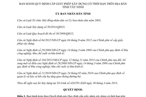 Quyết định 20/2015/QĐ-UBND quy định cấp giấy phép xây dựng có thời hạn tỉnh Tây Ninh