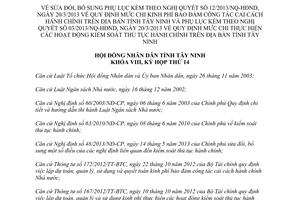 Nghị quyết 09/2015/NQ-HĐND sửa đổi bổ sung 12/2013/NQ-HĐND 03/2013/NQ-HĐND Tây Ninh