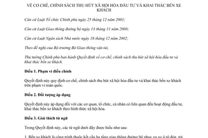 Quyết định 12/2015/QĐ-TTg cơ chế chính sách thu hút xã hội hóa đầu tư và khai thác bến xe khách