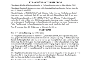 Quyết định 13/2015/QĐ-UBND cơ cấu tổ chức của Sở Tư pháp tỉnh Hậu Giang