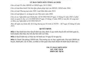 Quyết định 08/2015/QĐ-UBND chuyển đổi mô hình quản lý kinh doanh khai thác chợ Lai Châu