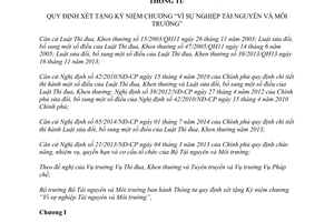 Thông tư 18/2015/TT-BTNMT xét tặng Kỷ niệm chương Vì sự nghiệp Tài nguyên và Môi trường