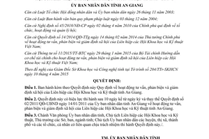 Quyết định 09/2015/QĐ-UBND tư vấn phản biện giám định xã hội Hội Khoa học Kỹ thuật An Giang