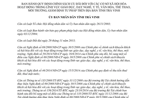 Quyết định 08/2015/QĐ-UBND chính sách ưu đãi cơ sở xã hội hóa Trà Vinh