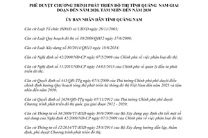 Quyết định 1367/QĐ-UBND 2015 Chương trình phát triển đô thị Quảng Nam 2020 tầm nhìn đến 2030