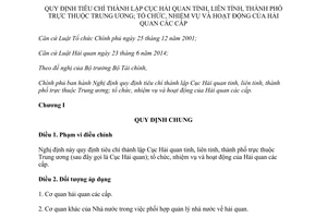 Nghị định 36/2015/NĐ-CP tiêu chí thành lập Cục Hải quan liên tỉnh tổ chức hoạt động Hải quan các cấp