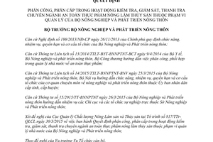 Quyết định 1290/QĐ-BNN-TCCB 2015 phân công phân cấp kiểm tra giám sát thanh tra an toàn thực phẩm
