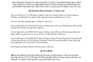 Quyết định 1278/QĐ-BGDĐT 2015 thực hiện Chỉ thị 35-CT/TW công tác tiếp công dân