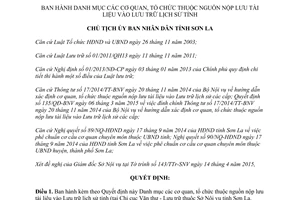 Quyết định 802/QĐ-UBND 2015 cơ quan tổ chức nộp lưu tài liệu Lưu trữ lịch sử Sơn La