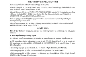 Quyết định 716/QĐ-UBND 2015 mức trợ cấp trợ giúp các đối tượng bảo trợ xã hội Phú Yên