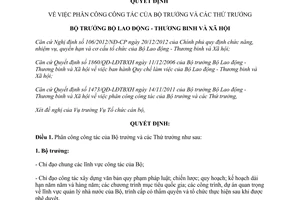 Quyết định 519/QĐ-LĐTBXH 2015 Phân công công tác Bộ trưởng Thứ trưởng