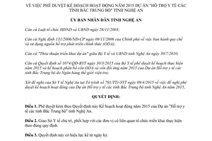 Quyết định 1503/QĐ-UBND.VX 2015 Kế hoạch 2015 Dự án Hỗ trợ y tế các tỉnh Bắc Trung bộ Nghệ An