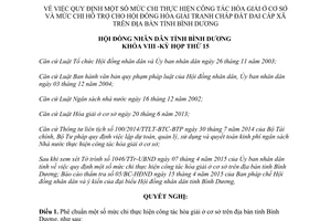 Nghị quyết 09/2015/NQ-HĐND8 mức chi thực hiện công tác hòa giải ở cơ sở Bình Dương