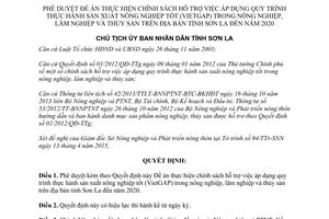 Quyết định 810/QĐ-UBND 2010 phê duyệt Đề án hỗ trợ sản xuất nông nghiệp tốt Sơn La