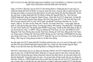 Thông báo 341/TB-BGTVT 2015 công tác quản lý đầu tư phát triển kết cấu hạ tầng giao thông Hồ Chí Minh