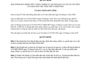 Quyết định 18/2015/QĐ-UBND chức năng nhiệm vụ quyền hạn cơ cấu tổ chức Ban Dân tộc Thừa Thiên Huế