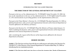 Decision No. 746/QD-TCT 2015 introducing the tax audit process
