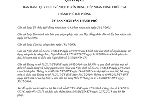 Quyết định 813/2015/QĐ-UBND tuyển dụng tiếp nhận công chức Hải Phòng