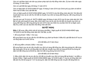 Nghị quyết 04/2015/NQ-HĐND bổ sung 20/2014/NQ-HĐND dự án cần thu hồi đất chuyển mục đích sử dụng Yên Bái