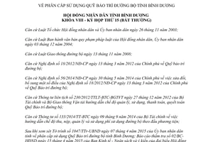 Nghị quyết 08/2015/NQ-HĐND8 phân cấp sử dụng Quỹ Bảo trì đường bộ Bình Dương