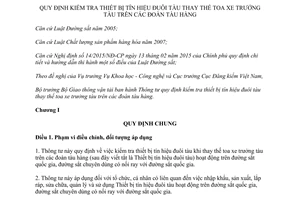 Thông tư 11/2015/TT-BGTVT kiểm tra thiết bị tín hiệu đuôi tàu thay thế toa xe trưởng tàu