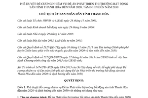 Quyết định 1429/QĐ-UBND 2015 Đề án Phát triển thị trường bất động sản 2020 2030 Thanh Hóa