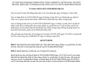 Quyết định 14/2015/QĐ-UBND về chức năng nhiệm vụ quyền hạn bộ máy biên chế Sở Tư pháp Bình Thuận