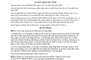 Quyết định 11/2015/QĐ-UBND chức năng nhiệm vụ quyền hạn cơ cấu tổ chức Sở Khoa học Công nghệ Gia Lai