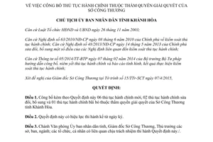 Quyết định 1002/QĐ-UBND 2015 công bố thủ tục hành chính thuộc Sở Công Thương Khánh Hòa