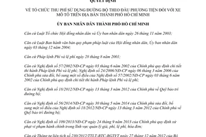 Quyết định 20/2015/QĐ-UBND thu phí sử dụng đường bộ theo đầu phương tiện xe mô tô Hồ Chí Minh