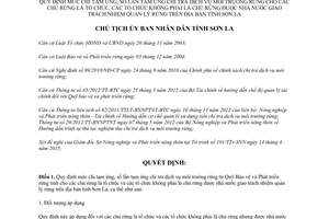 Quyết định 833/QĐ-UBND 2015 chi trả dịch vụ môi trường rừng cho chủ rừng là tổ chức Sơn La