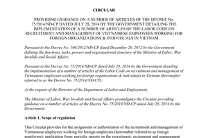 Circular No. 16/2015/TT-BLDTBXH guidance the Decree No. 75/2014/ND-CP