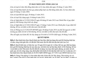 Quyết định 17/2015/QĐ-UBND đơn giá bồi thường thiệt hại nhà công trình gắn liền với đất Lào Cai