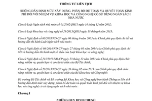 Thông tư liên tịch 55/2015/TTLT-BTC-BKHCN định mức dự toán kinh phí khoa học công nghệ