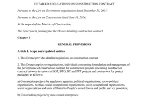 Decree No. 37/2015/ND-CP detailed regulations on construction contract