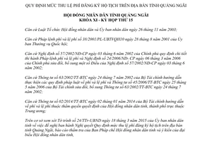 Nghị quyết 08/2015/NQ-HĐND mức thu lệ phí đăng ký hộ tịch Quảng Ngãi