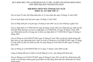 Nghị quyết 07/2015/NQ-HĐND thu lệ phí đăng ký cư trú cấp chứng minh nhân dân Quảng Ngãi