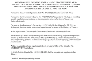 Circular No. 56/2015/TT-BTC amending 150/2012/TT-BTC annual knowledge update for auditors