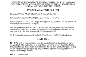 Quyết định 1458/QĐ-UBND 2015 thăm dò khai thác sử dụng khoáng sản làm vật liệu xây dựng Quảng Nam