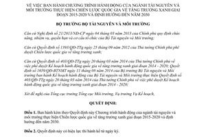 Quyết định 965/QĐ-BTNMT 2015 Chương trình hành động Chiến lược tăng trưởng xanh 2015 2020 đến 2030