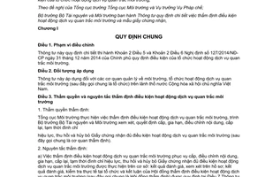 Thông tư 19/2015/TT-BTNMT thẩm định điều kiện hoạt động dịch vụ quan trắc môi trường