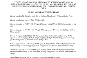 Quyết định 18/2015/QĐ-UBND sửa đổi Quyết định 35/2014/QĐ-UBND bảng giá các loại đất Sóc Trăng