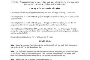 Quyết định 747/QĐ-UBND 2015 công bố thủ tục hành chính mới thuộc Sở Y tế tỉnh Thừa Thiên Huế