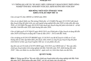 Nghị quyết 177/2015/NQ-HĐND17 quy hoạch phát triển nông nghiệp Bắc Ninh 2025 2030